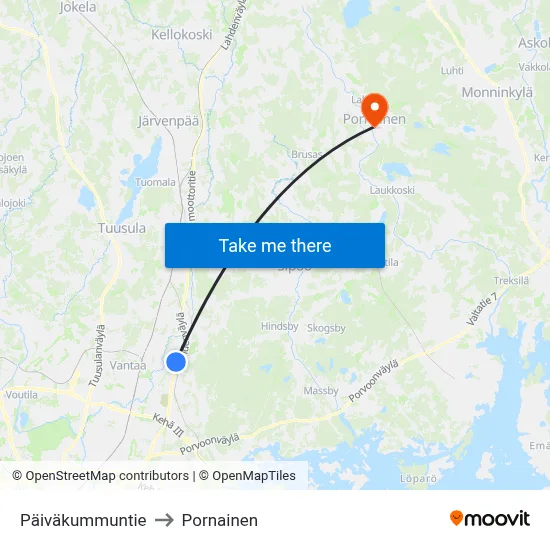 Päiväkumpu Road to Pornainen map