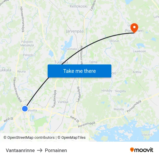 Vantaa Slope to Pornainen map
