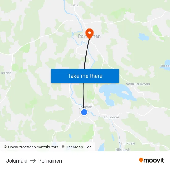 Jokimäki to Pornainen map