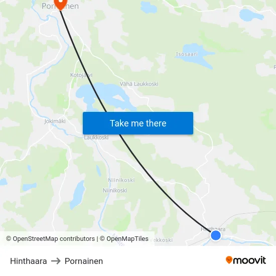 Hinthaara to Pornainen map