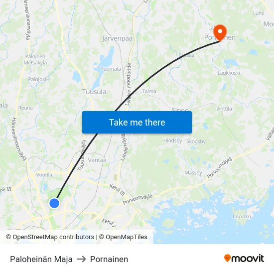 Paloheinä Lodge to Pornainen map