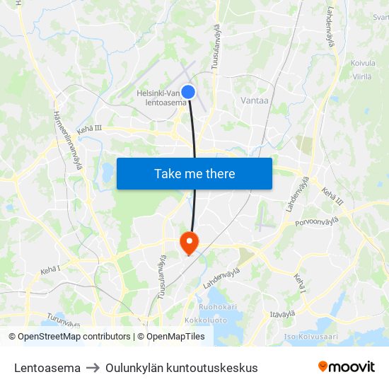 Lentoasema to Oulunkylän kuntoutuskeskus map