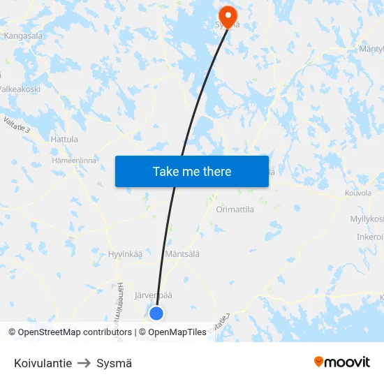 Koivulantie to Sysmä map