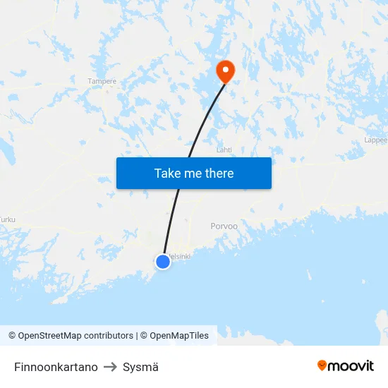 Finnoonkartano to Sysmä map