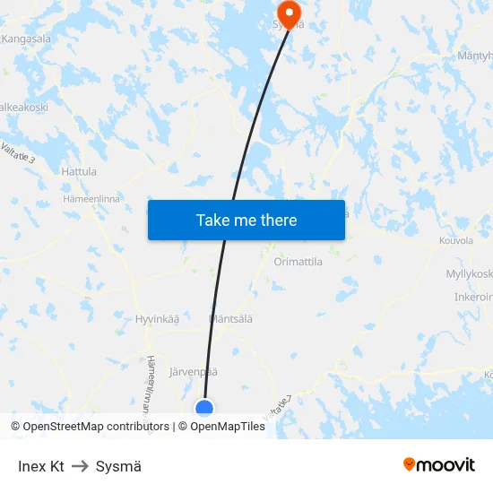 Inex Kt to Sysmä map