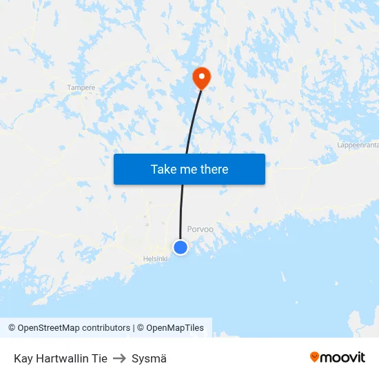 Kay Hartwallin Tie to Sysmä map