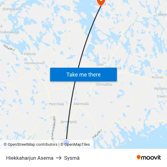 Hiekkaharjun Asema to Sysmä map