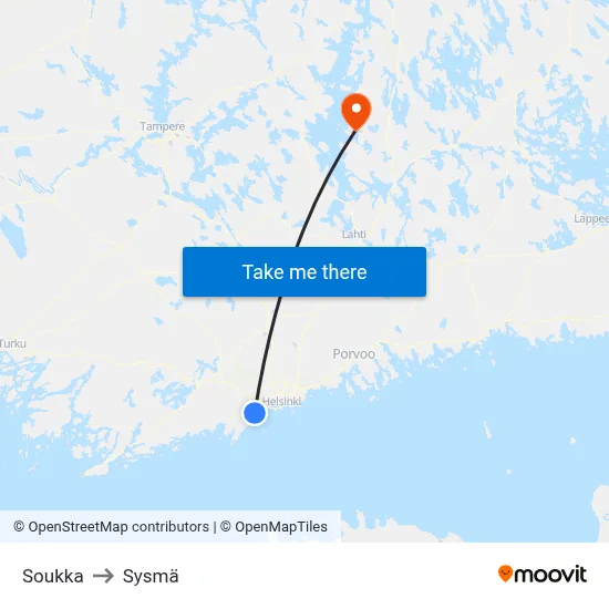 Soukka to Sysmä map