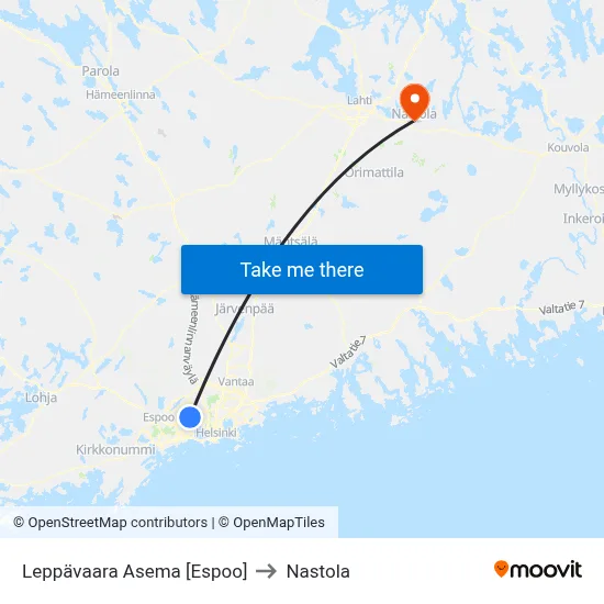 Leppävaara Asema [Espoo] to Nastola map