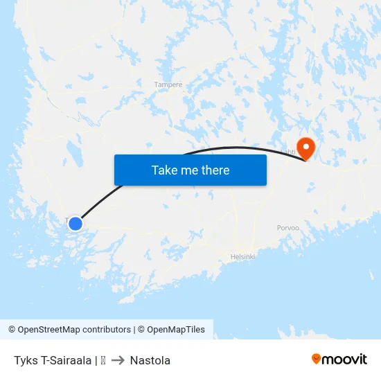 Tyks T-Sairaala | 🏥 to Nastola map