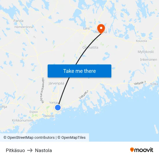 Pitkäsuo to Nastola map