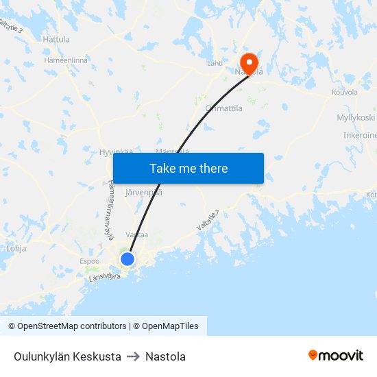 Oulunkylän Keskusta to Nastola map