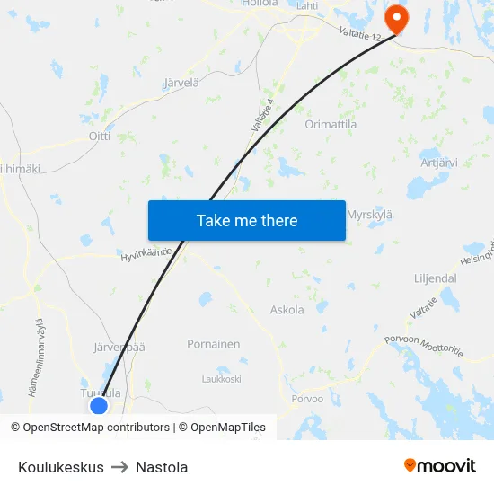 School Center to Nastola map