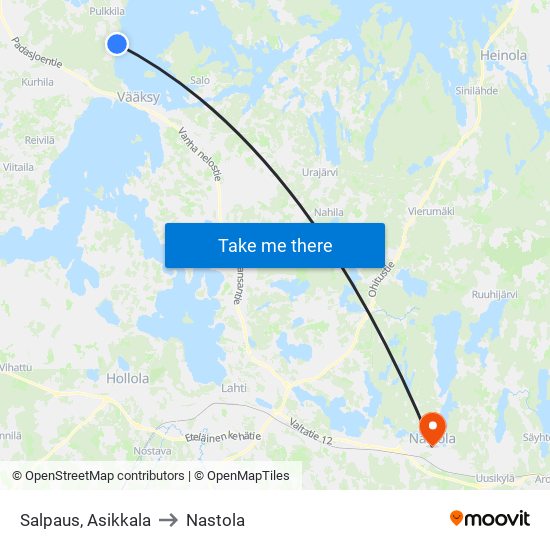 Salpaus, Asikkala to Nastola map