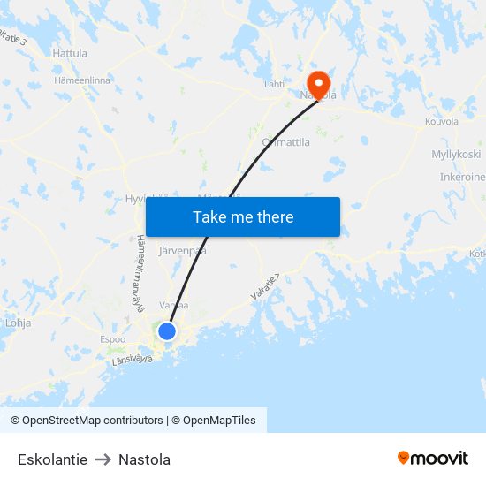 Eskolantie to Nastola map
