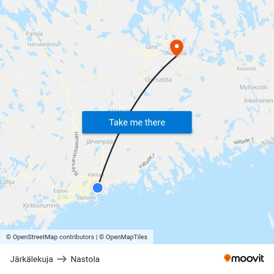 Järkälekuja to Nastola map