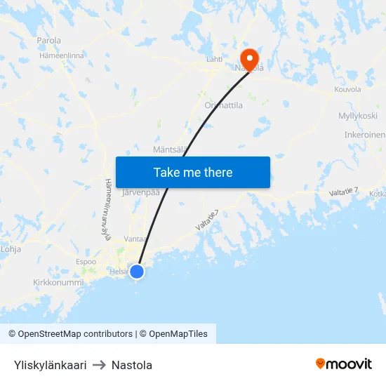 Yliskyla Arc to Nastola map