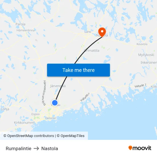 Rumpalintie Road to Nastola map