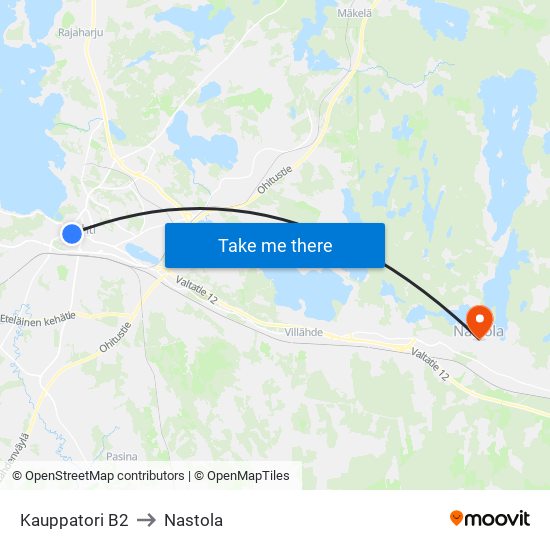 Kauppatori B2 to Nastola map