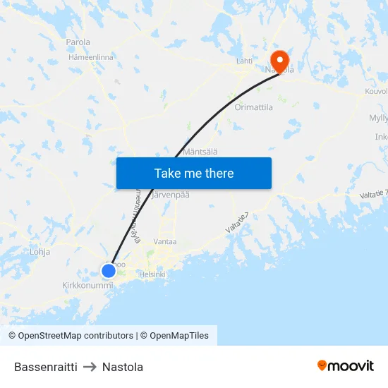 Basse Path to Nastola map