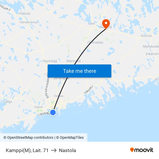 Kamppi(M), Lait. 71 to Nastola map