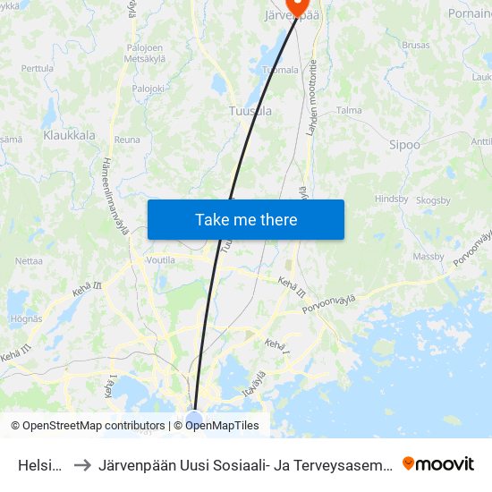 Helsinki to Järvenpään Uusi Sosiaali- Ja Terveysasema Just map