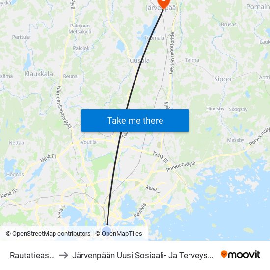 Rautatieasema to Järvenpään Uusi Sosiaali- Ja Terveysasema Just map