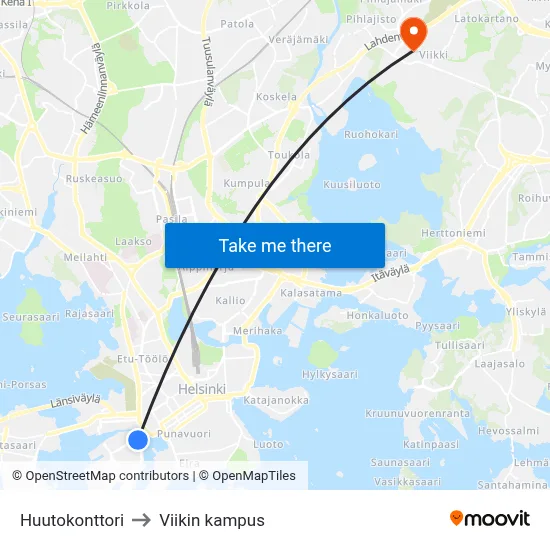 Customs Office to Viikki Campus map
