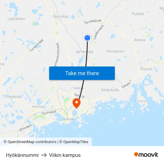Hyökännummi to Viikin kampus map