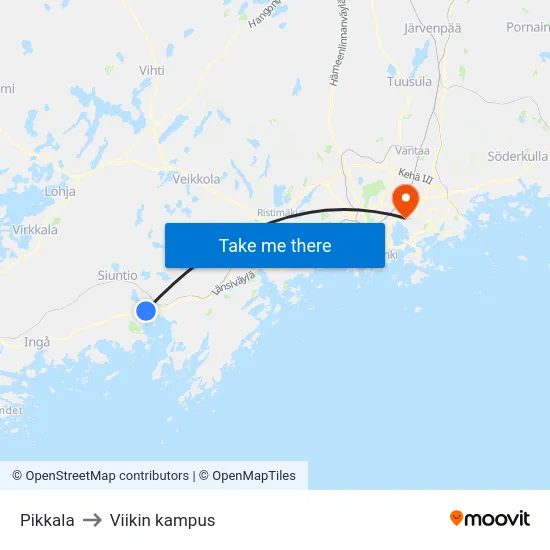 Pikkala to Viikin kampus map