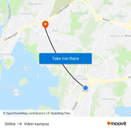 Siilitie to Viikin kampus map