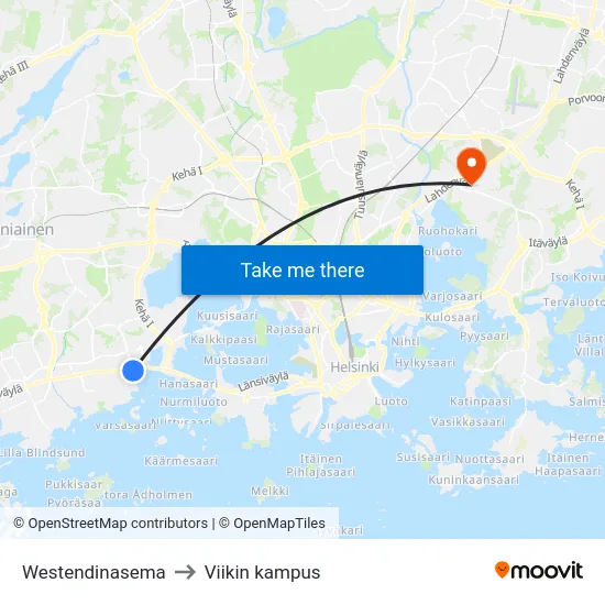 Westendinasema to Viikin kampus map