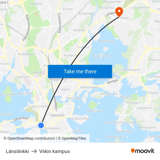 Länsilinkki to Viikin kampus map