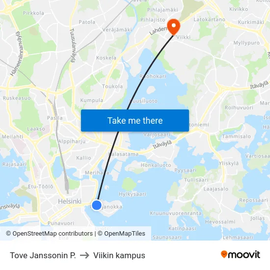 Tove Janssonin P. to Viikin kampus map