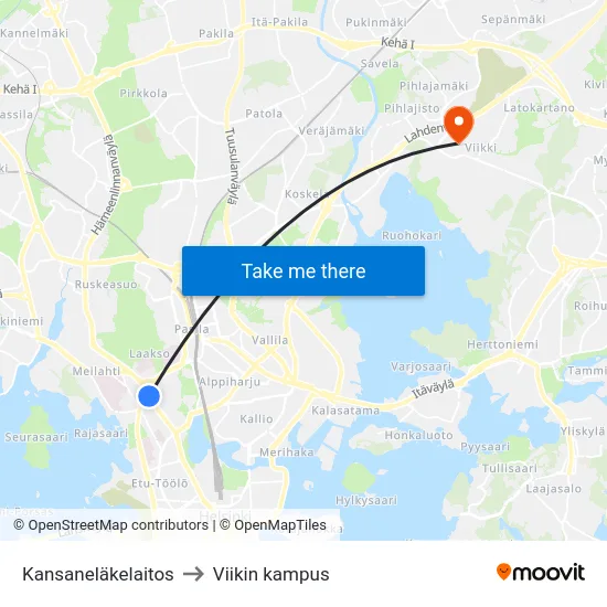 Kansaneläkelaitos to Viikin kampus map