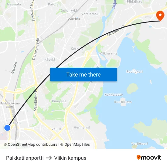 Palkkatilanportti to Viikin kampus map