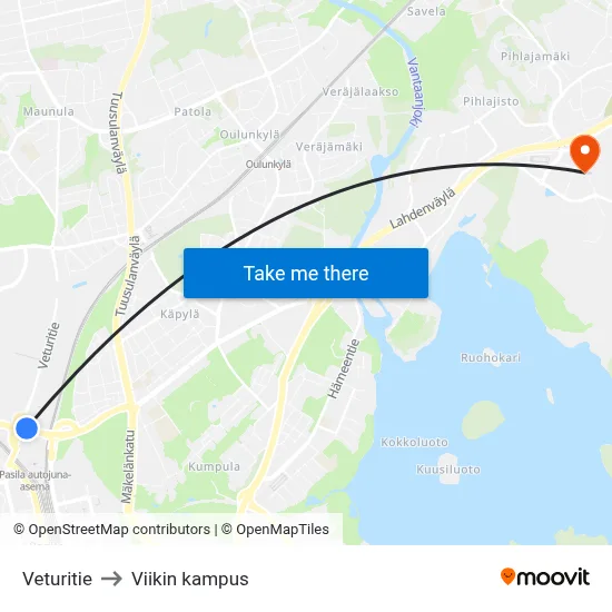 Veturitie to Viikin kampus map