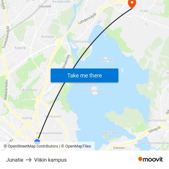 Junatie to Viikin kampus map