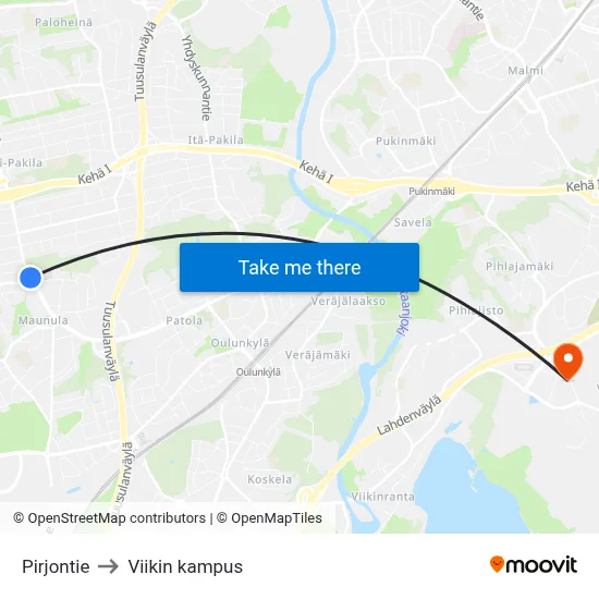 Pirjo Road to Viikki Campus map