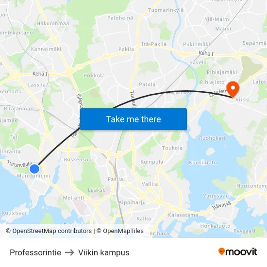 Professorintie to Viikin kampus map