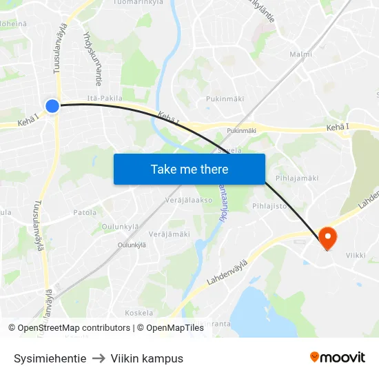 Charcoal Maker Road to Viikki Campus map