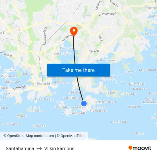 Santahamina to Viikin kampus map