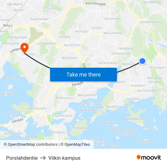 Porslahdentie to Viikin kampus map