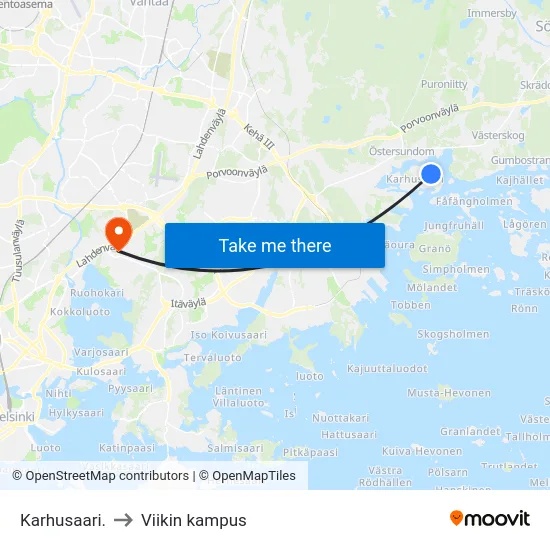 Karhusaari. to Viikin kampus map