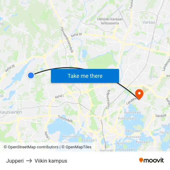 Jupperi to Viikin kampus map