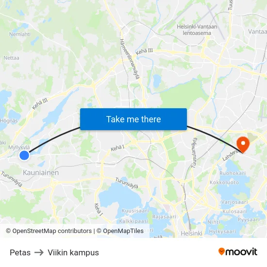Petas to Viikin kampus map