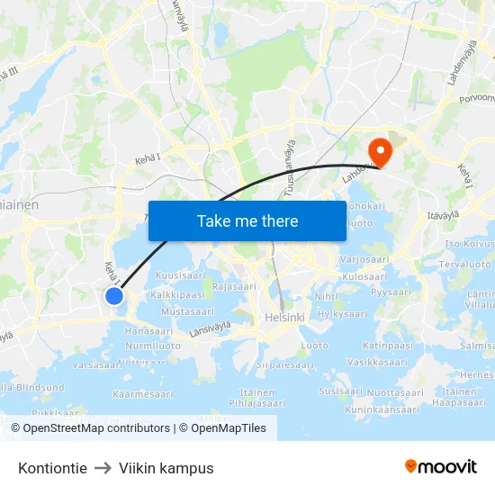Kontiontie to Viikin kampus map