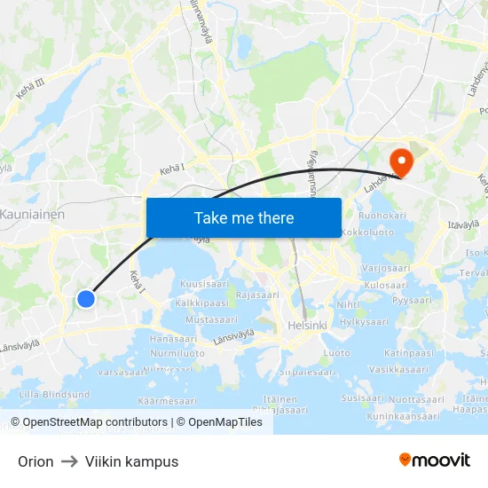Orion to Viikin kampus map