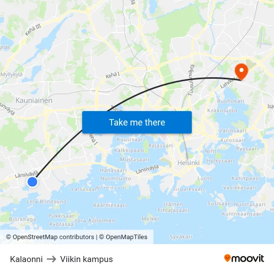 Kalaonni to Viikin kampus map