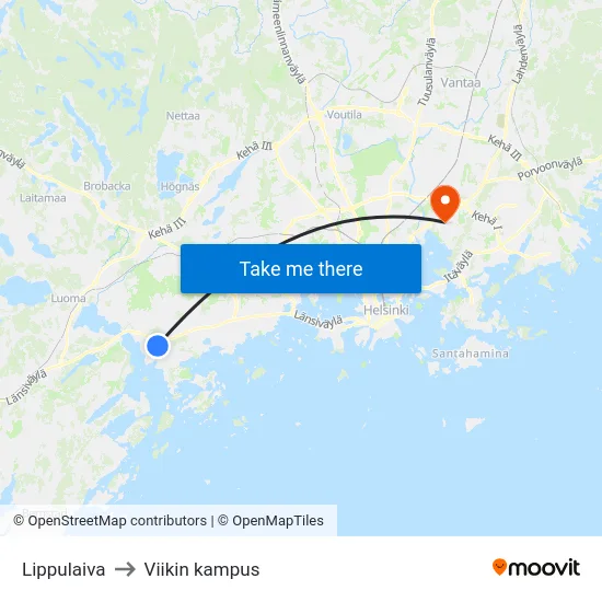 Lippulaiva to Viikin kampus map